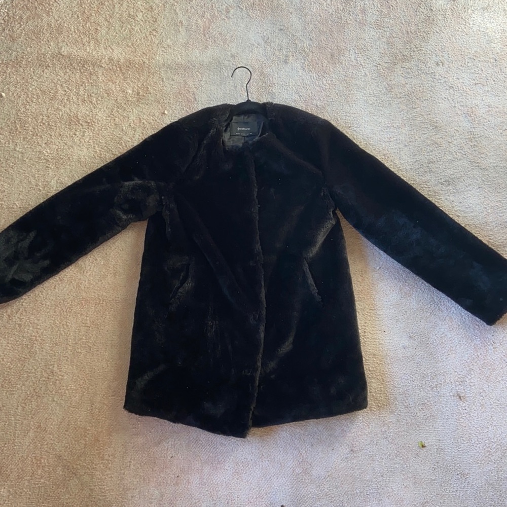 Luxurious faux fur black coat